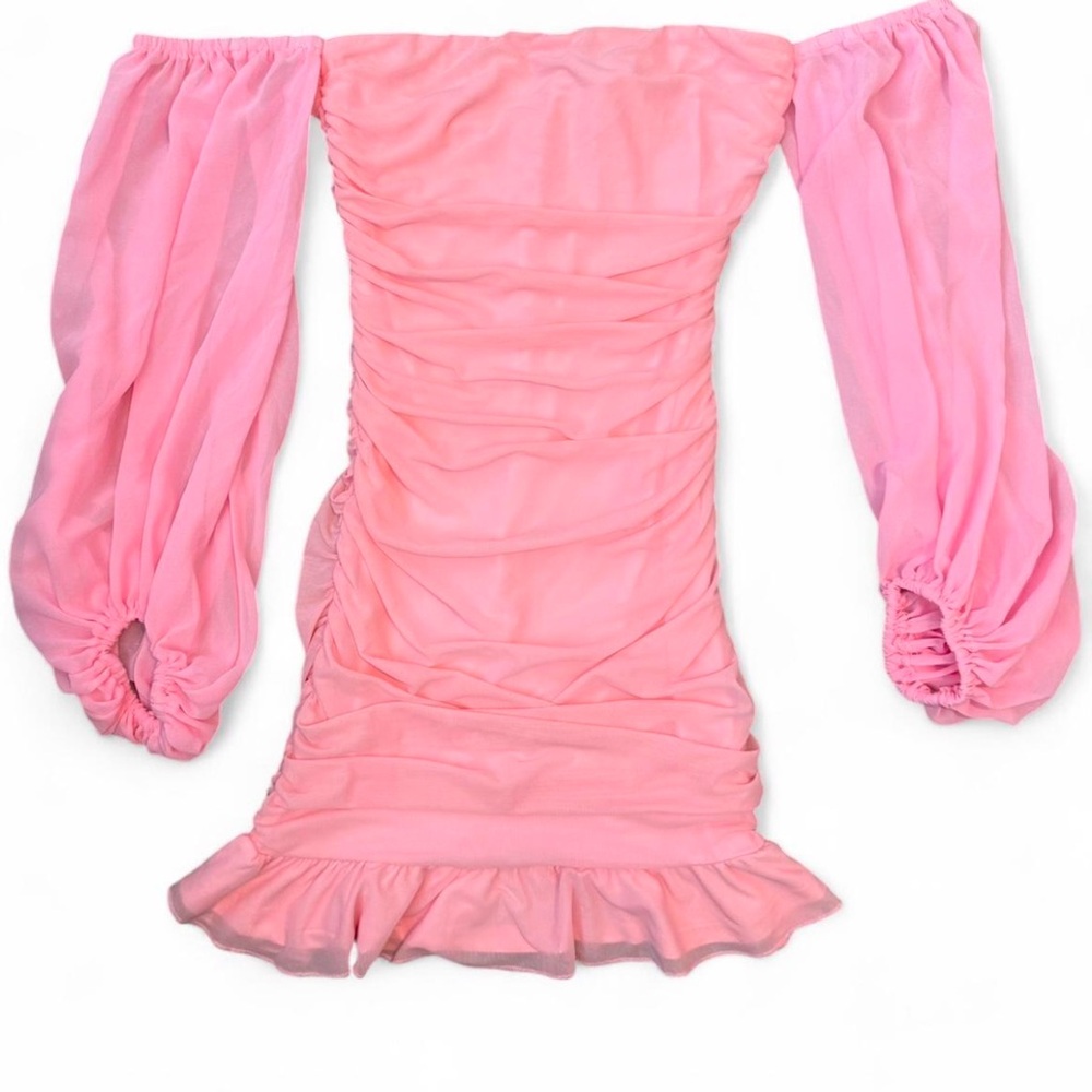 NWT Hello Molly Pink Off-Shoulder Ruched Dress Size 6